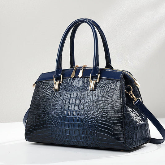 Croc-Pattern Patent Leather Handbag